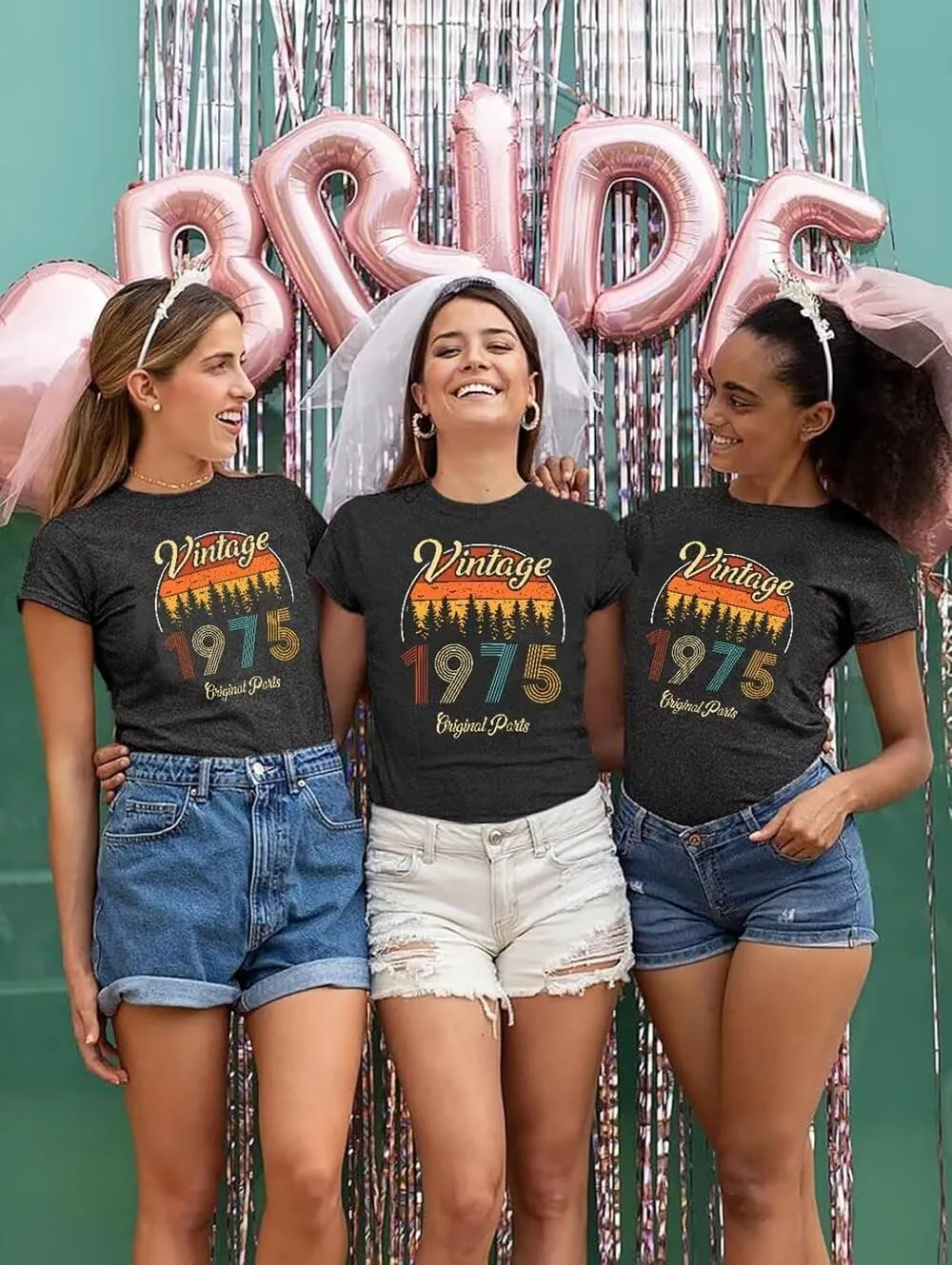 50th Birthday Gift Shirts Vintage 1975 Original Parts Tshirt for Women Letter Print Retro Birthday Casual Tee Tops