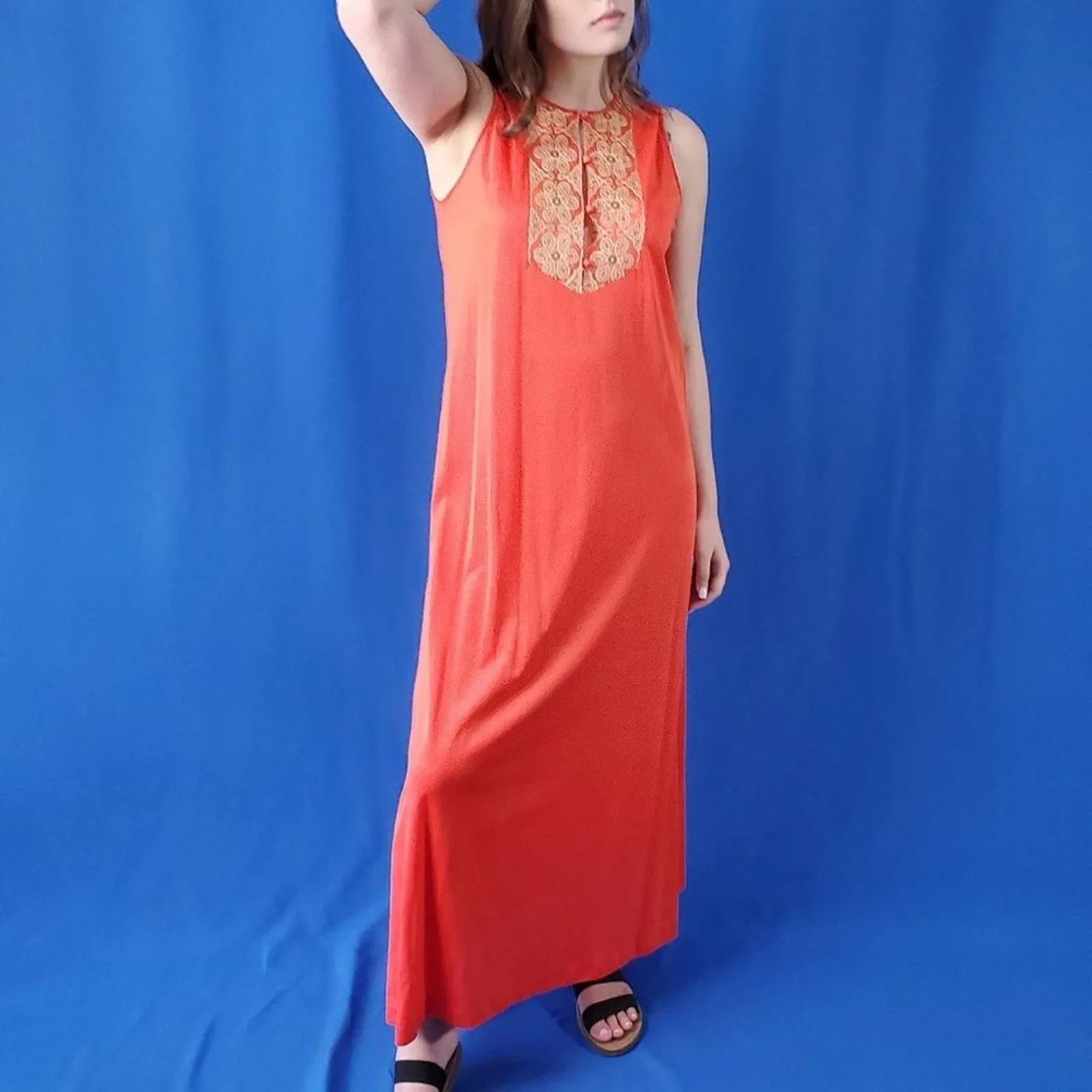 60's Embroidered Gossard Artemis Coral Dress