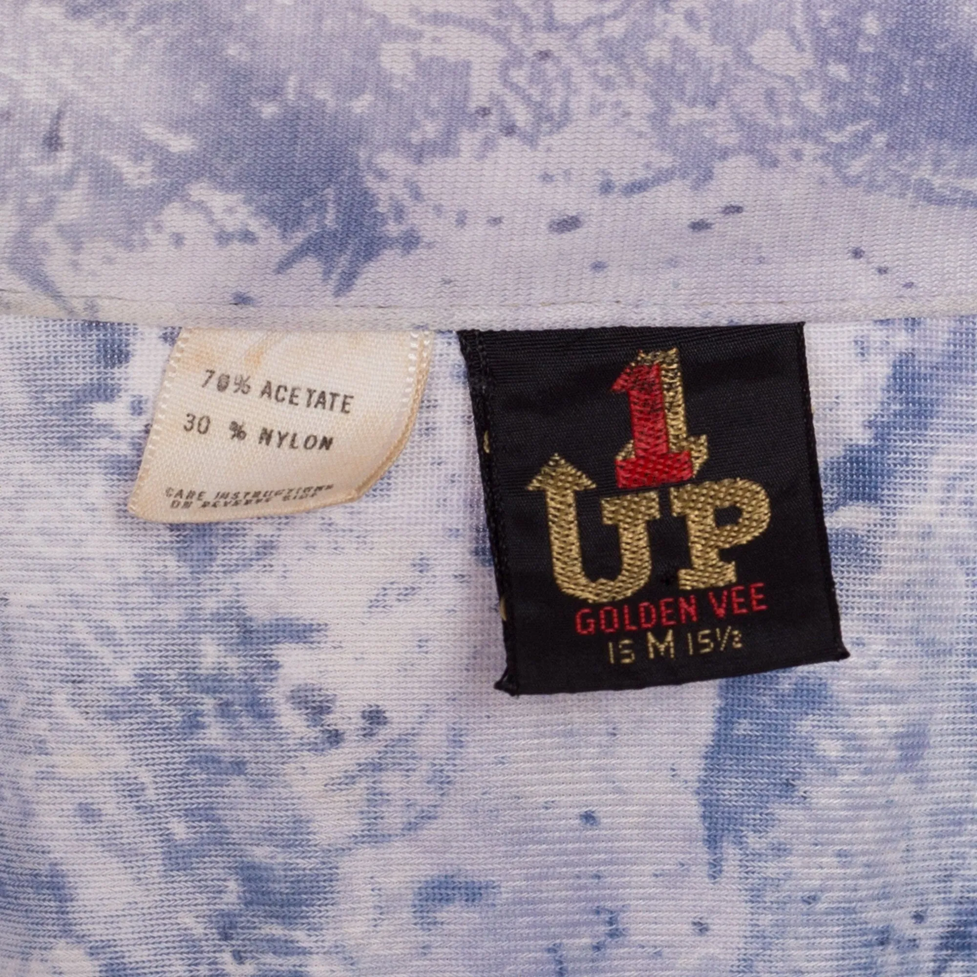 70s Blue Abstract Polo Crop Top - Medium