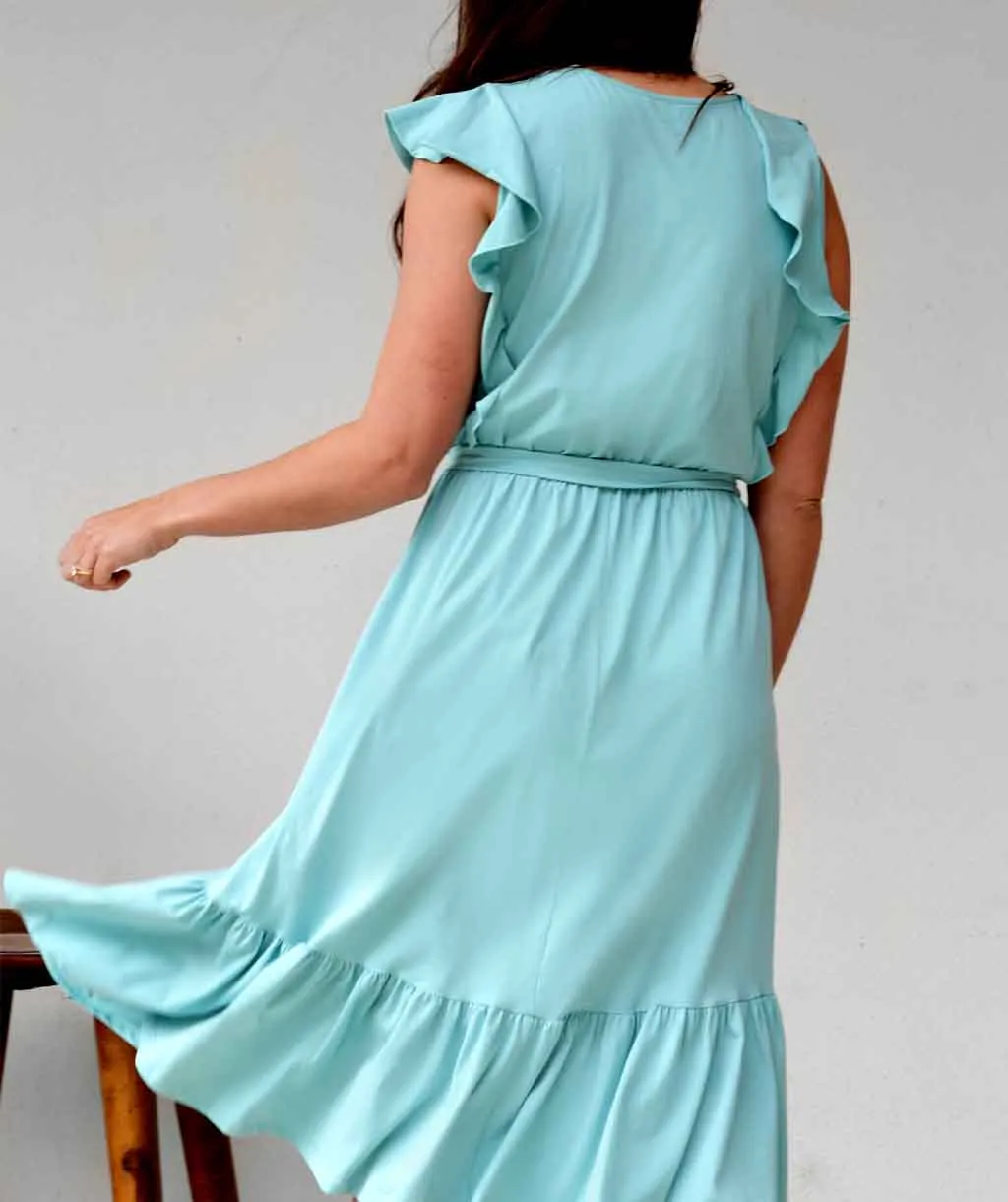 ADA flutter tank dress in Aqua Haze