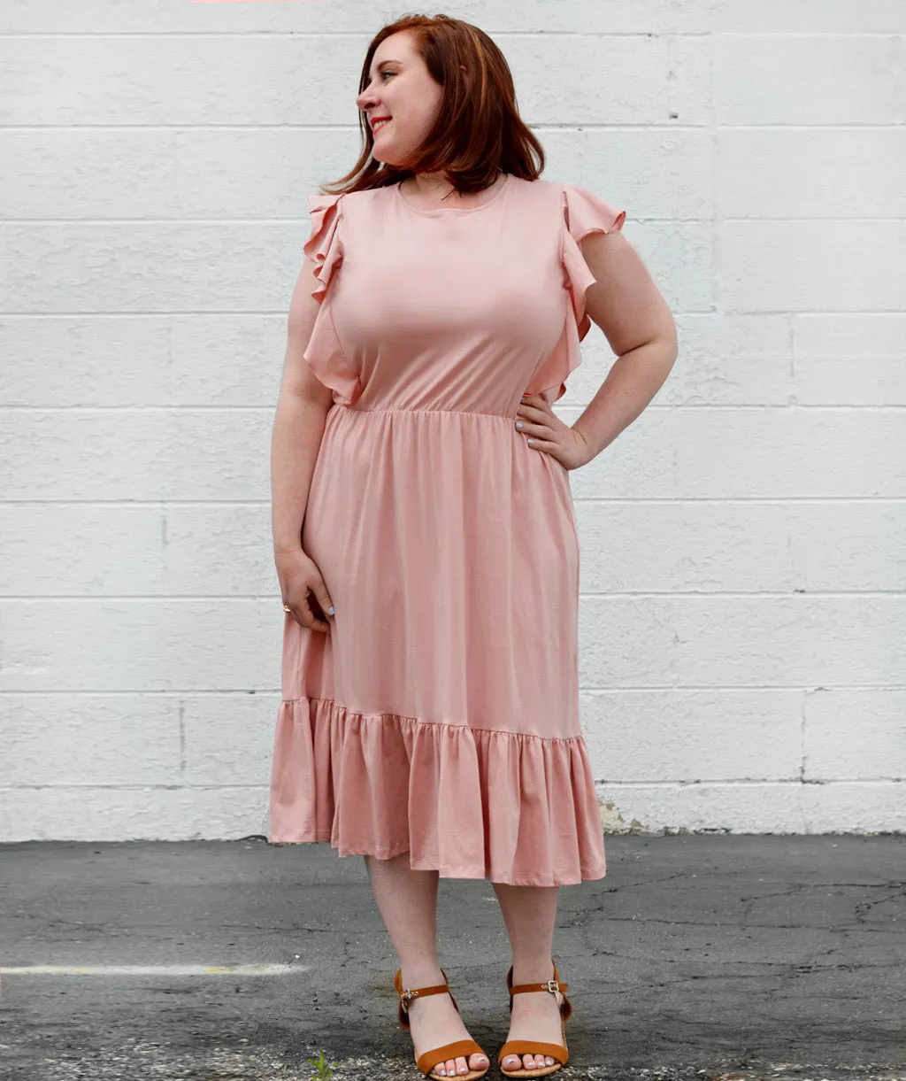 ADA flutter tank dress in  New Peach
