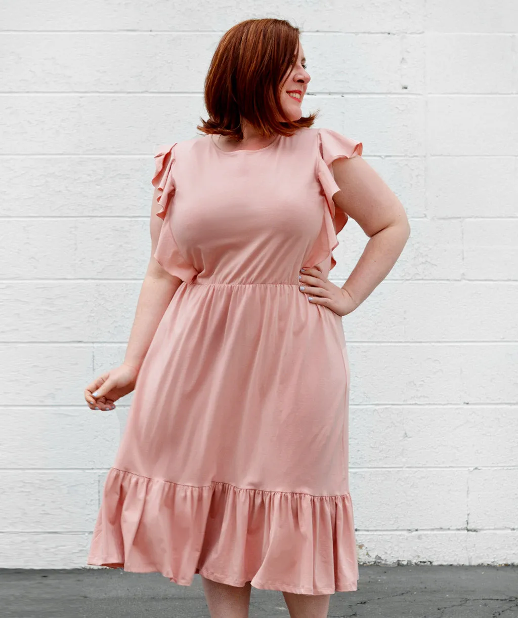 ADA flutter tank dress in  New Peach