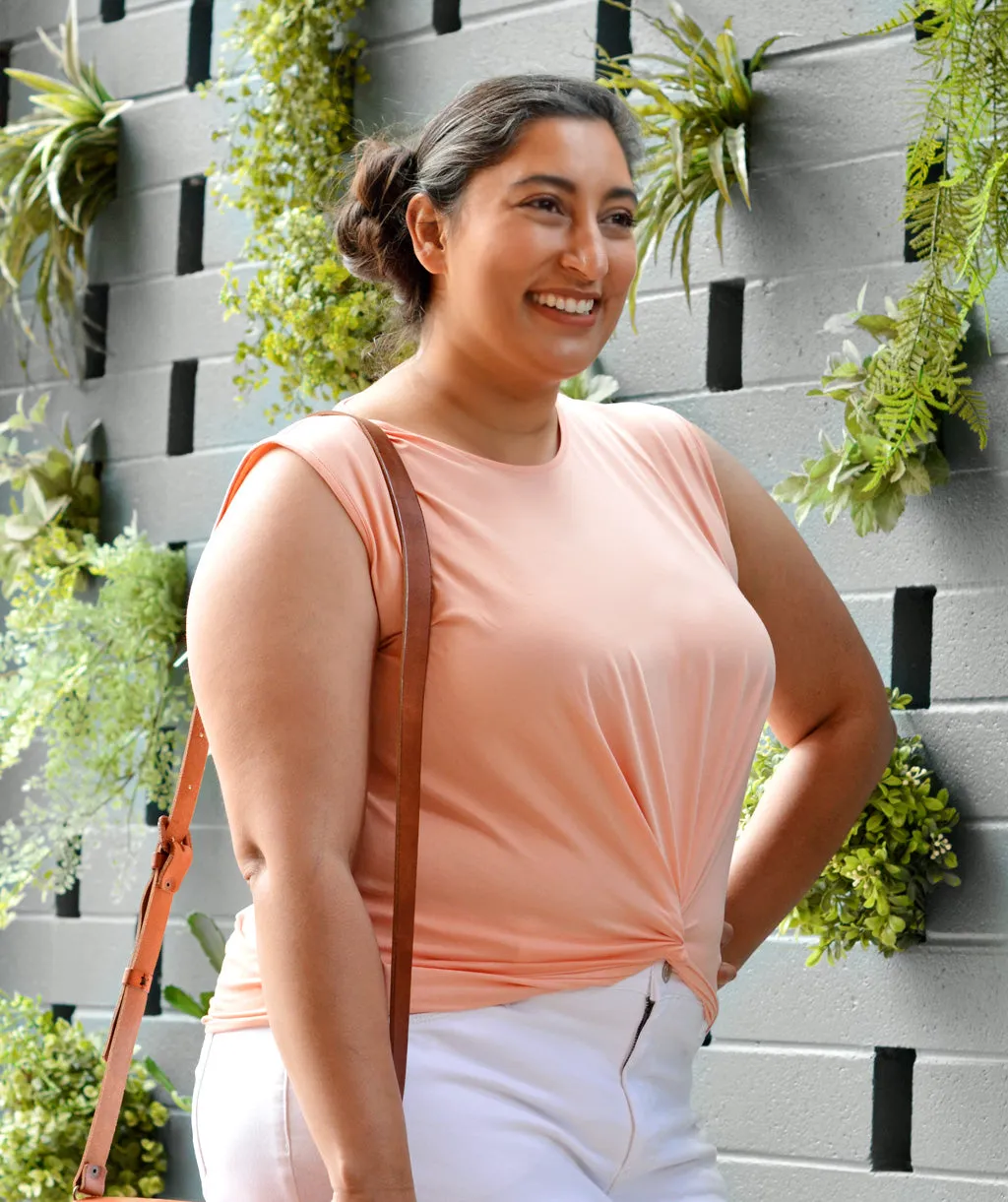 ALEXIS twist front tank in Coral