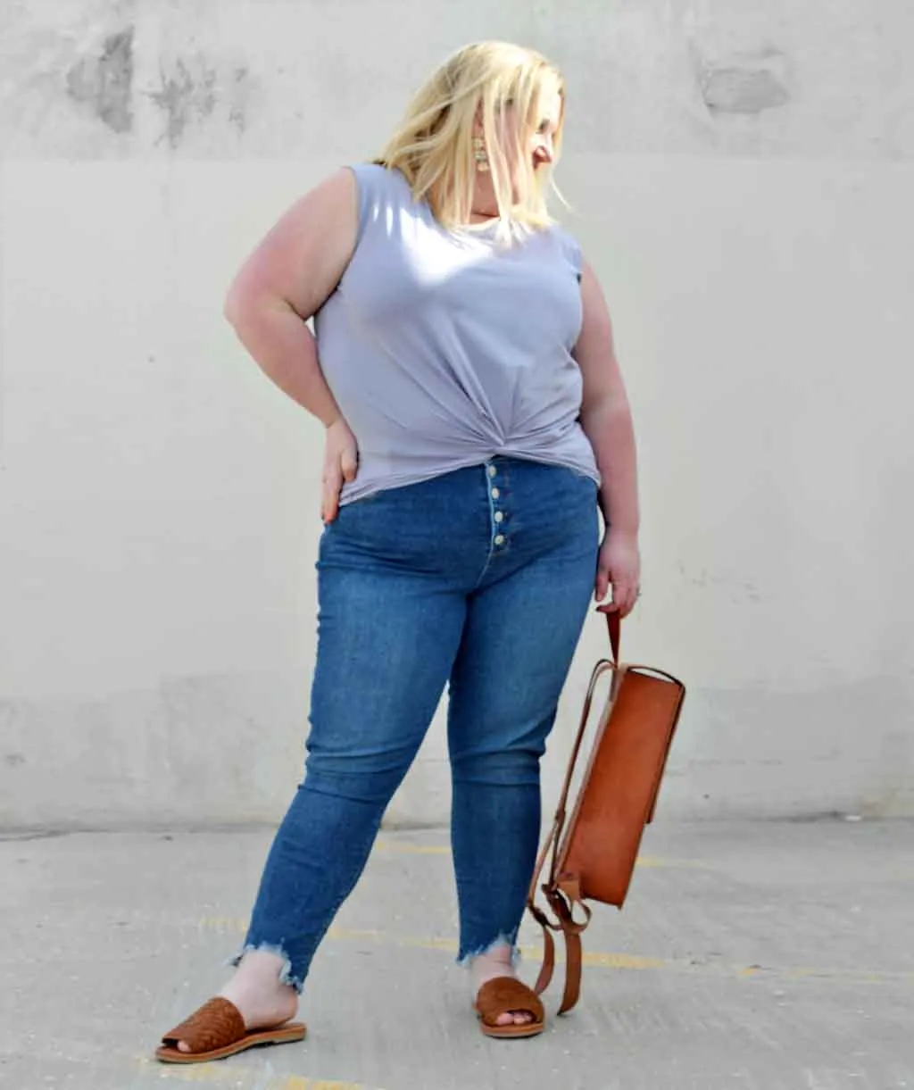 ALEXIS twist front tank in Lilac Grey
