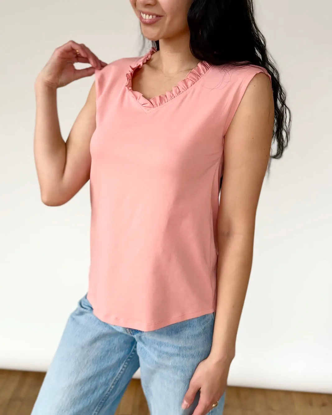 AMBROISE tank in Peach Pink
