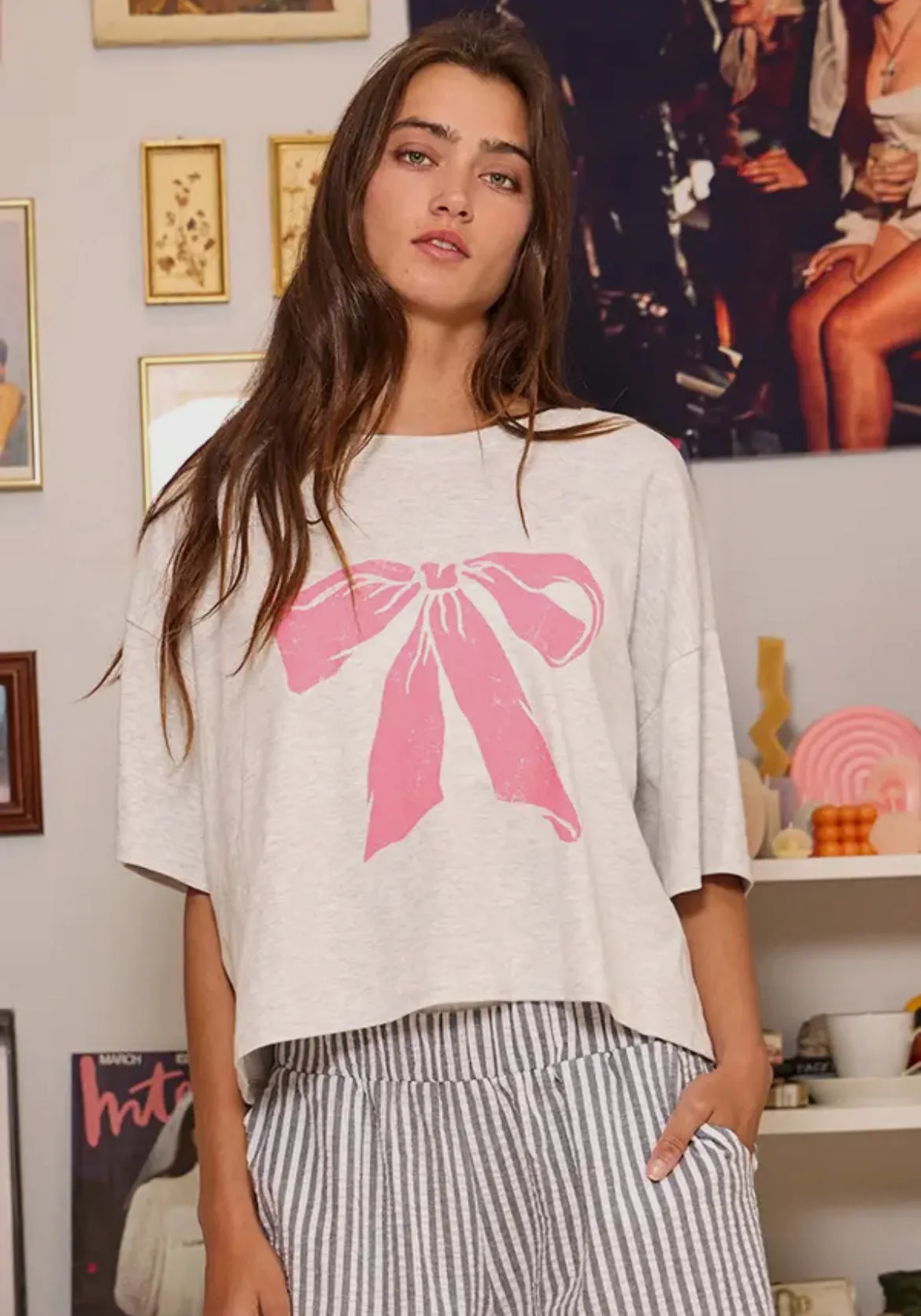 Bow Jersey Crop Top