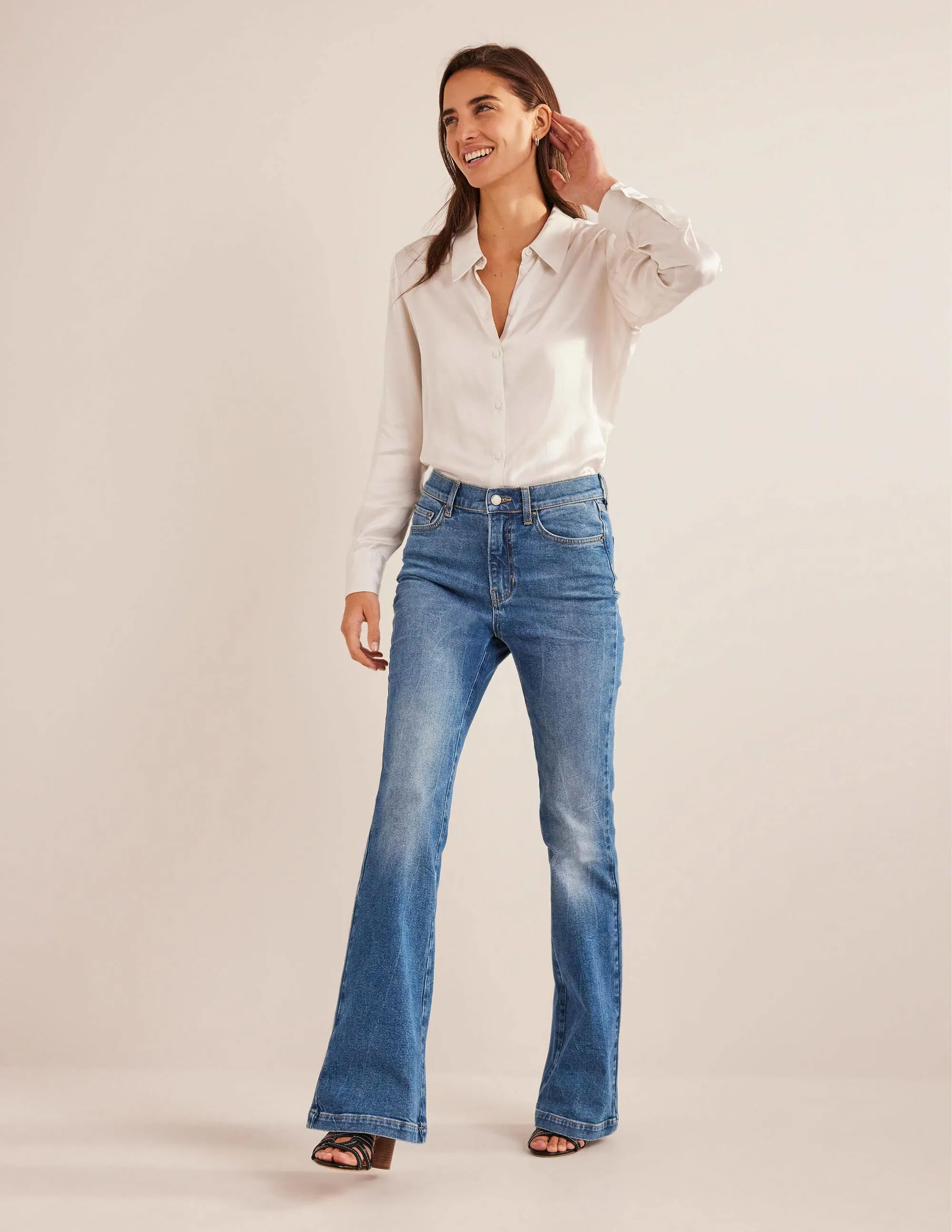 High Rise Flare Jeans-Mid Vintage