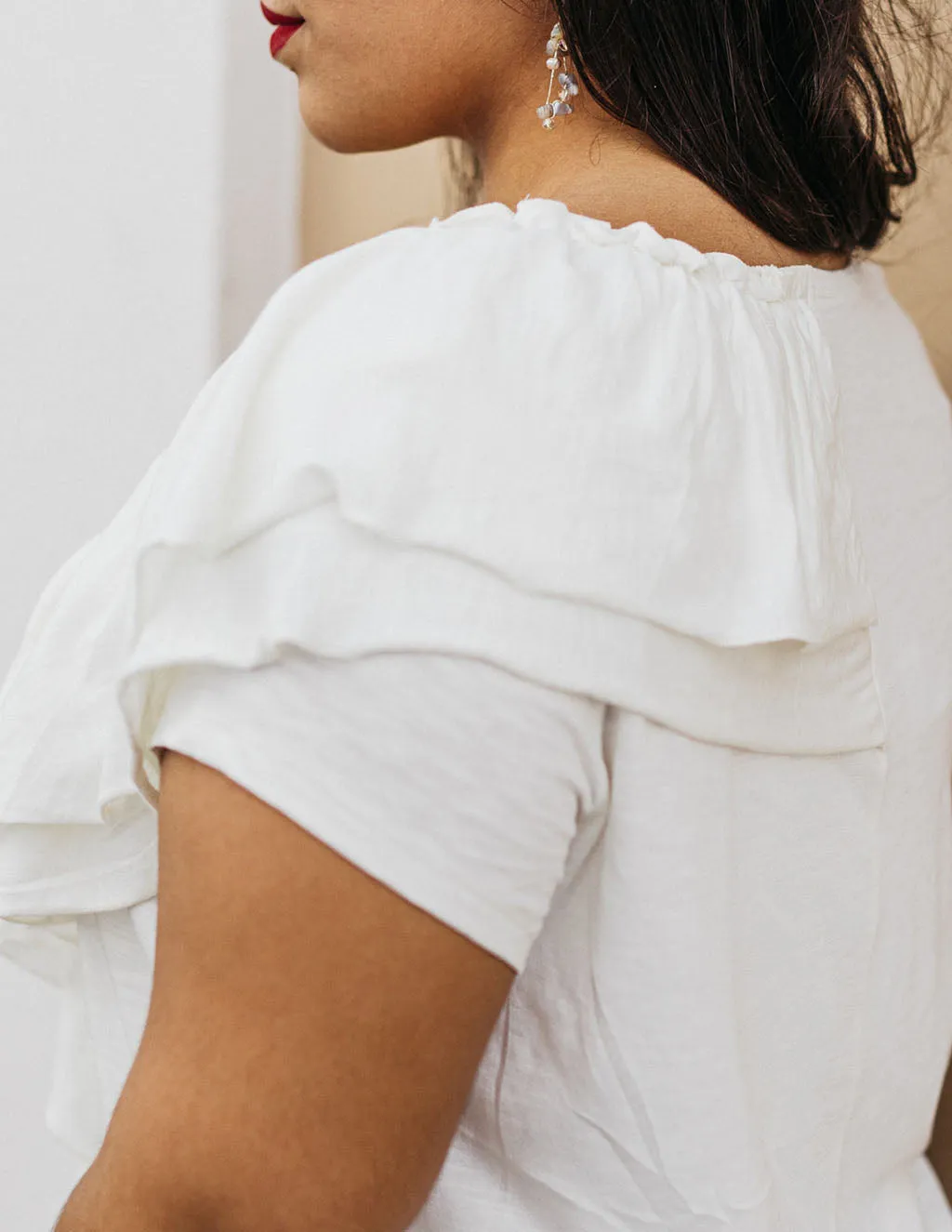 KELSEY ruffle tee in Casa Blanca