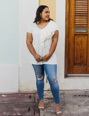 KELSEY ruffle tee in Casa Blanca
