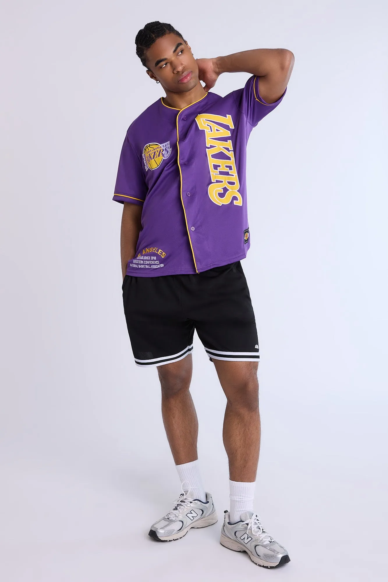 Los Angeles Lakers Button-Up Baseball Mesh Jersey