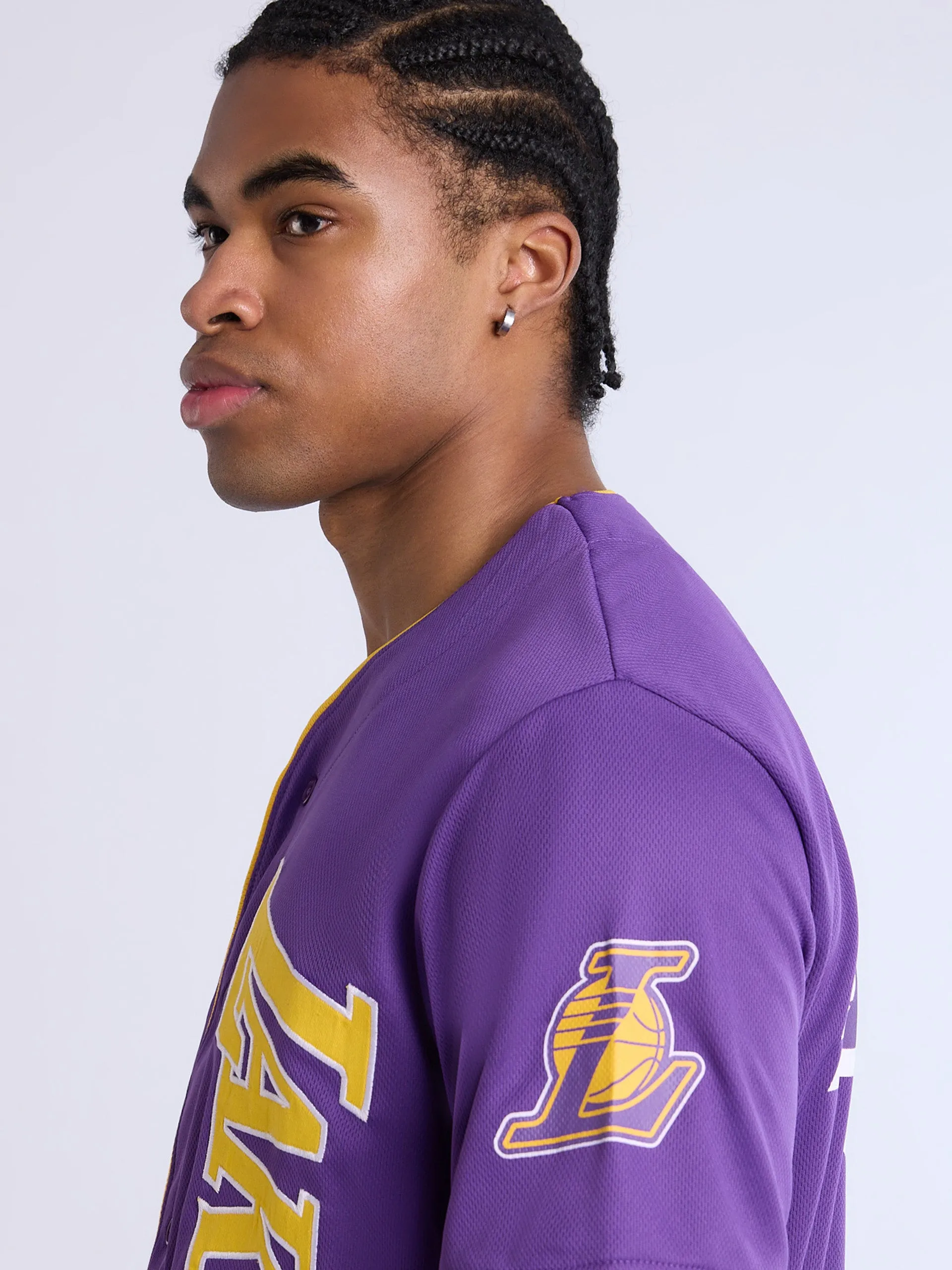 Los Angeles Lakers Button-Up Baseball Mesh Jersey