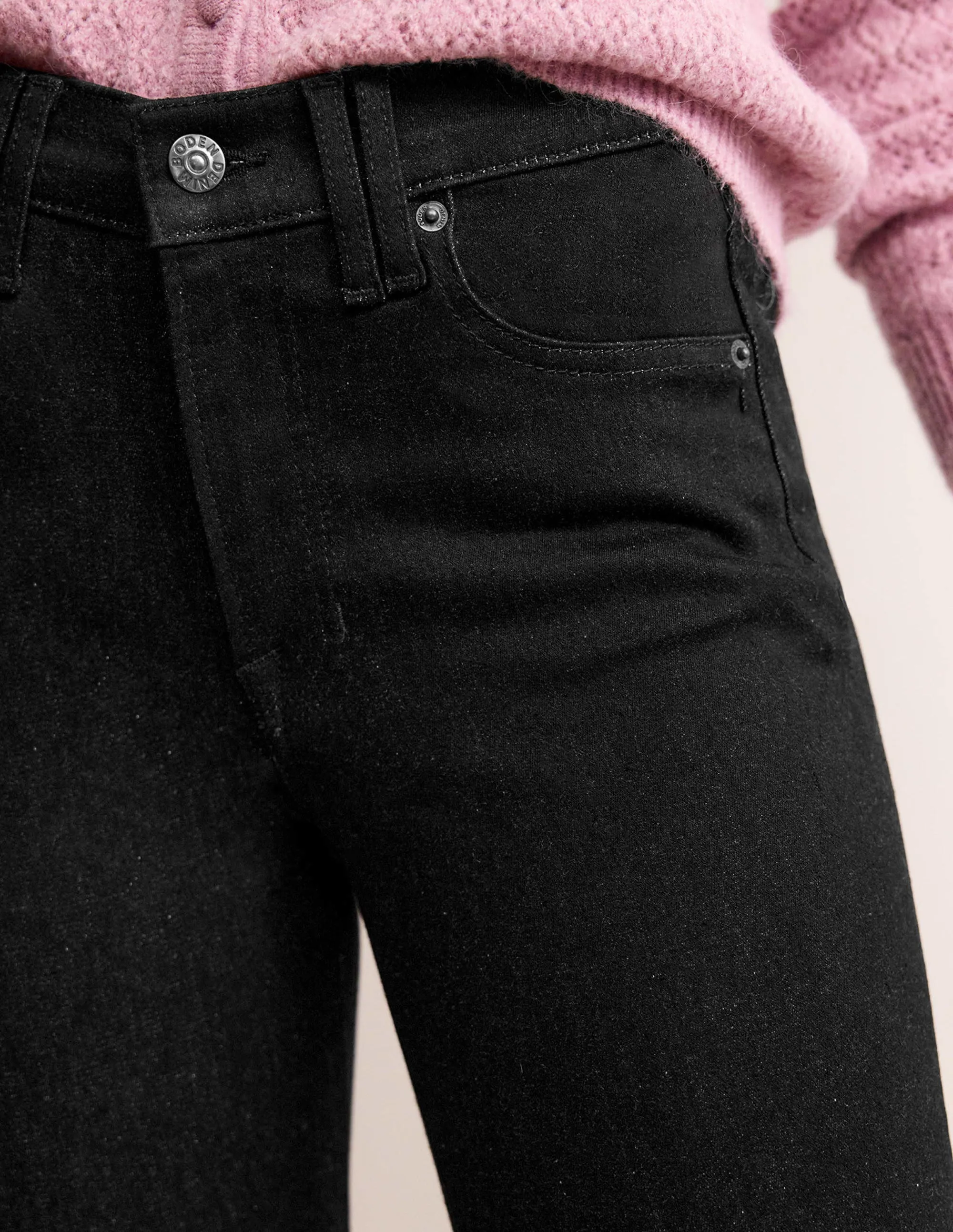 Mid Rise Slim Flare Jeans-Black