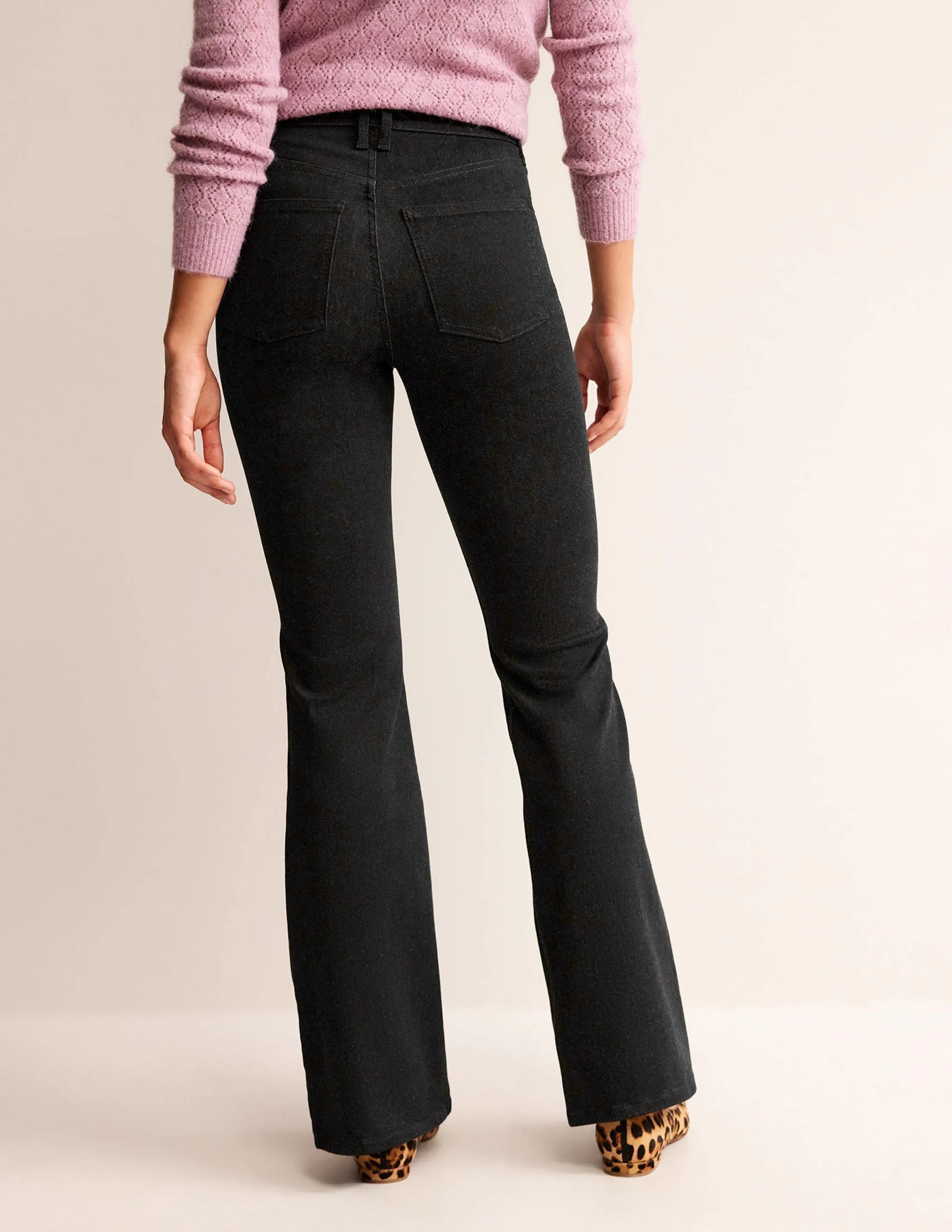 Mid Rise Slim Flare Jeans-Black