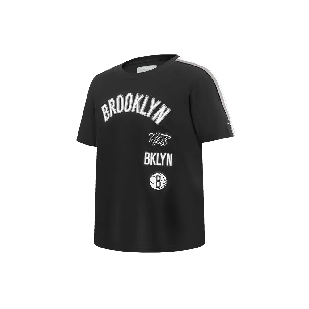 NBA BROOKLYN NETS RETRO CLASSIC LITTLE BOYS SHORT SLEEVE TAPING TEE (BLACK/GRAY)