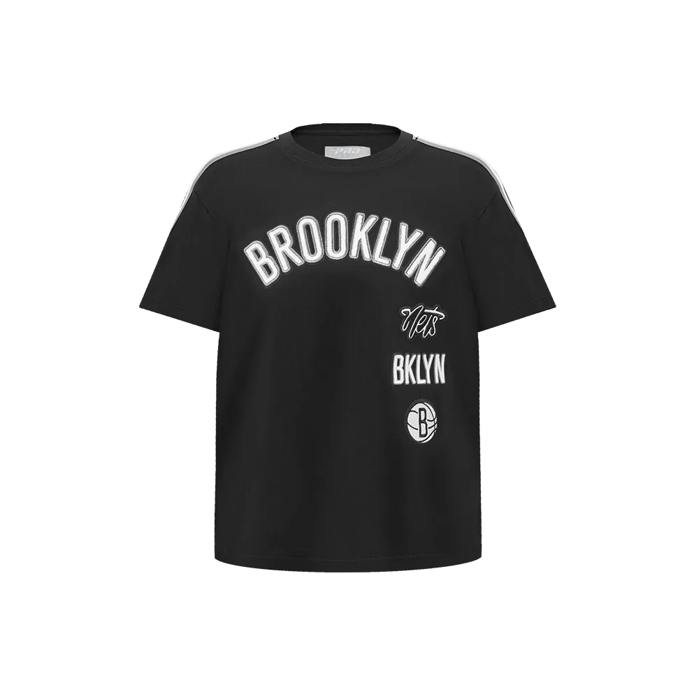 NBA BROOKLYN NETS RETRO CLASSIC LITTLE BOYS SHORT SLEEVE TAPING TEE (BLACK/GRAY)