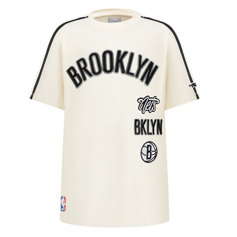 NBA BROOKLYN NETS RETRO CLASSIC SINGLE JERSEY BIG BOYS SINGLE JERSEY TAPING TEE (EGGSHELL/ BLACK)