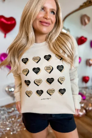Valentines Glitter Candy Hearts Long Sleeve Graphic Sweatshirt *FINAL SALE*