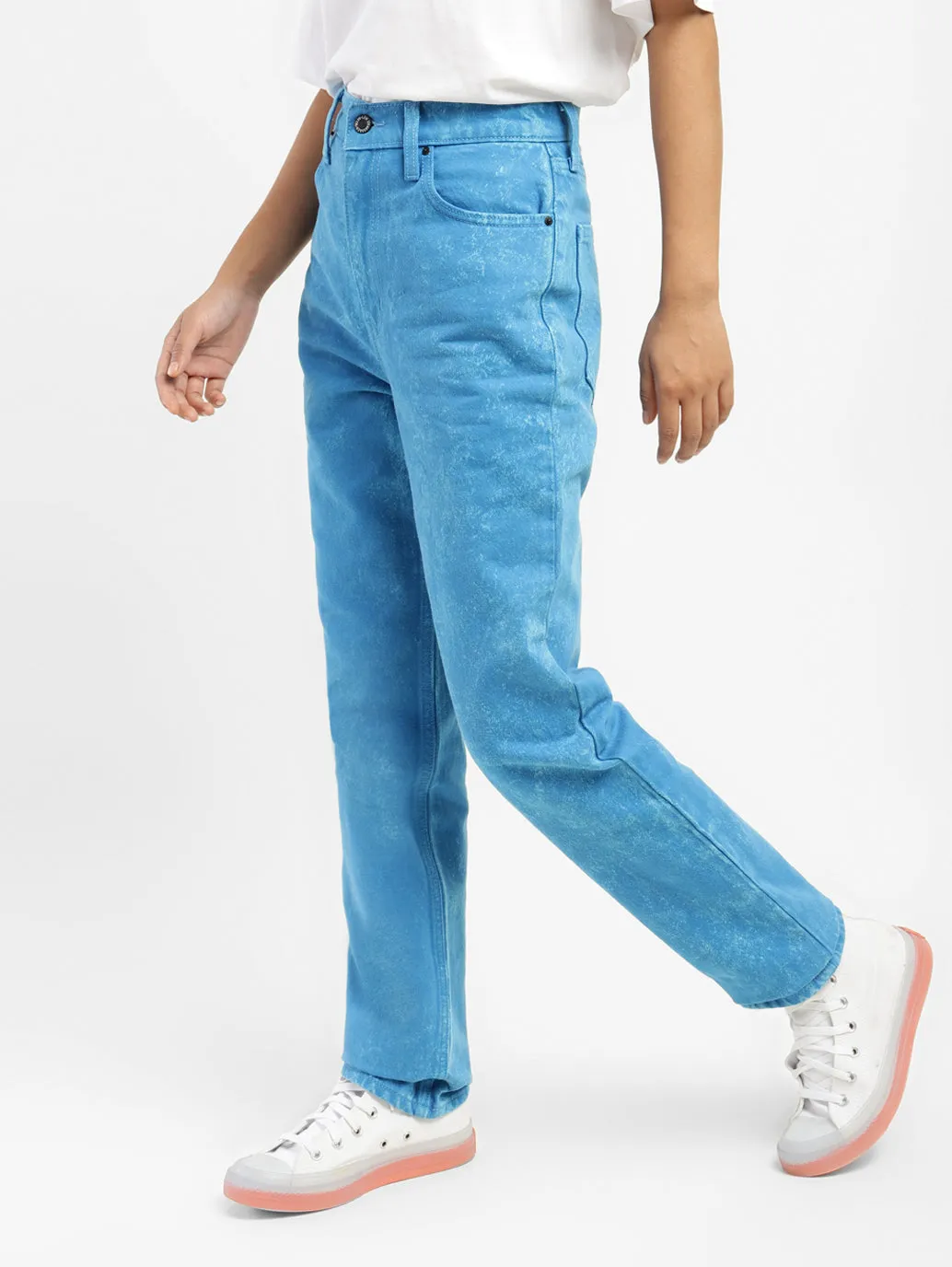 Women's 70s Blue Straight Fit Mid Rise Jeans