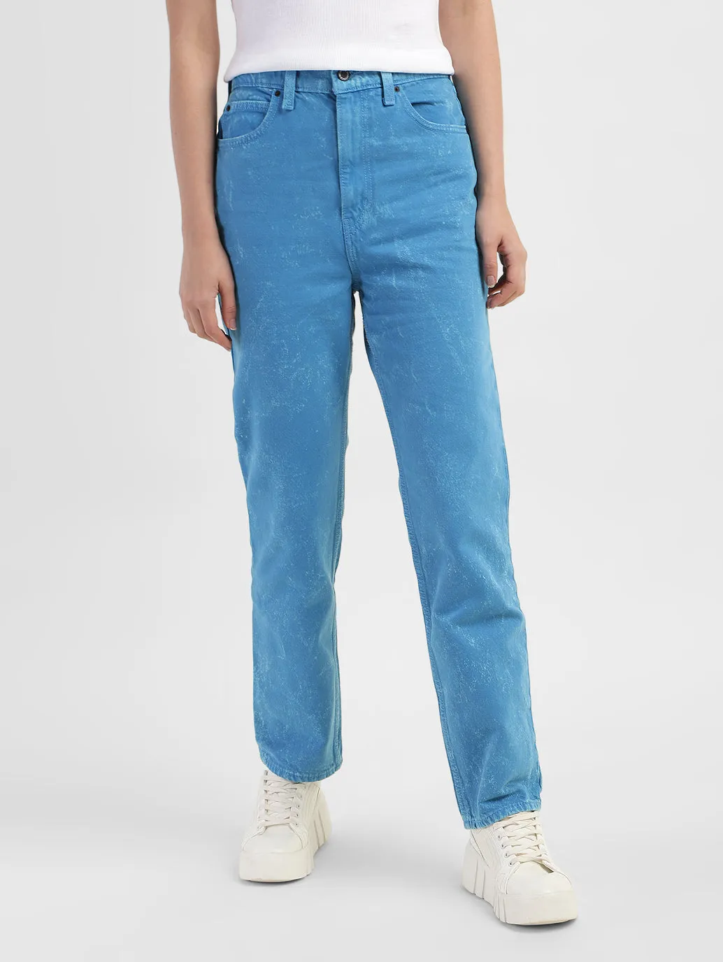 Women's 70s Blue Straight Fit Mid Rise Jeans