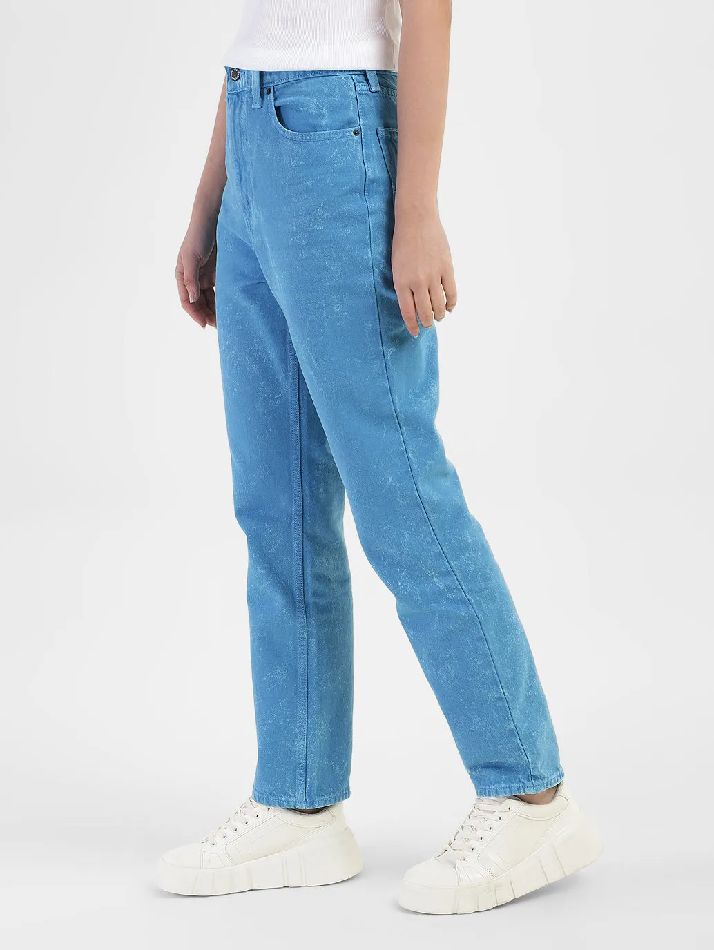 Women's 70s Blue Straight Fit Mid Rise Jeans