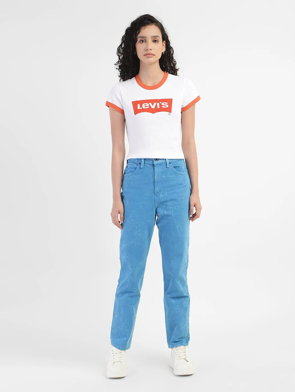 Women's 70s Blue Straight Fit Mid Rise Jeans